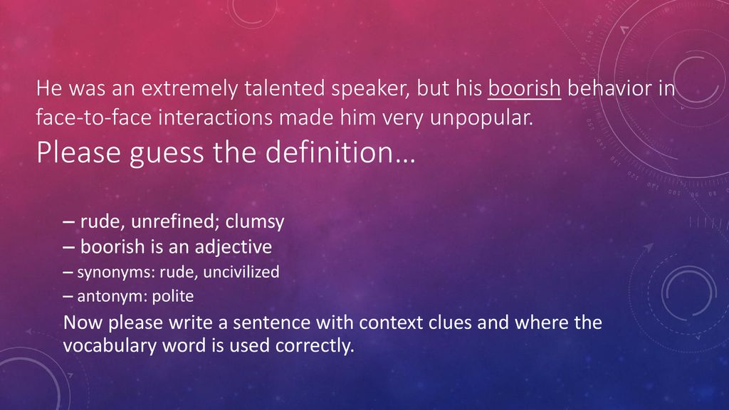 Boorish definition deals
